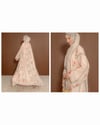 Şal Detaylı Desenli Pembe Abaya