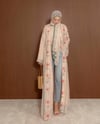 Şal Detaylı Desenli Pembe Abaya