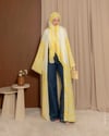 Şal Detaylı Desenli Sarı Abaya