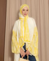 Şal Detaylı Desenli Sarı Abaya