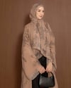 Şal Detaylı Desenli Sütlü Kahve Abaya