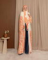 Şal Detaylı Desenli Turuncu Abaya