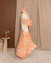 Şal Detaylı Desenli Turuncu Abaya