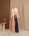 Şal Detaylı Desenli Turuncu Abaya