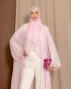 Şal Detaylı Taş İşleme Pembe Abaya