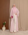 Şal Detaylı Taş İşleme Pembe Abaya