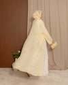 Şal Detaylı Taş İşleme Sarı Abaya