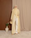 Şal Detaylı Taş İşleme Sarı Abaya