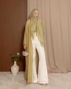 Şal Detaylı Taş İşleme Yağ Yeşili Abaya