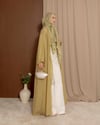 Şal Detaylı Taş İşleme Yağ Yeşili Abaya