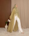 Şal Detaylı Taş İşleme Yağ Yeşili Abaya