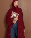 Şal Detaylı Taş İşlemeli Bordo Abaya