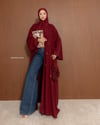 Şal Detaylı Taş İşlemeli Bordo Abaya