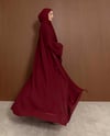 Şal Detaylı Taş İşlemeli Bordo Abaya
