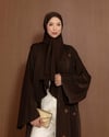 Şal Detaylı Taş İşlemeli Kahve Abaya