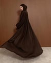Şal Detaylı Taş İşlemeli Kahve Abaya