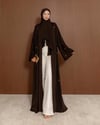 Şal Detaylı Taş İşlemeli Kahve Abaya