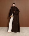 Şal Detaylı Taş İşlemeli Kahve Abaya
