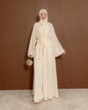 Şal Detaylı Taş İşlemeli Krem Abaya