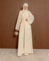 Şal Detaylı Taş İşlemeli Krem Abaya