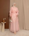 Sarsala Omuz Büzgülü Pembe Elbise