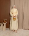 Sarsala Omuz Büzgülü Sarı Elbise