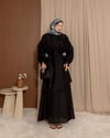 Sarsala Omuz Büzgülü Siyah Elbise