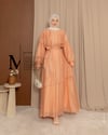 Sarsala Omuz Büzgülü Somon Elbise