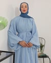 Seyyar Kuşaklı Buz Mavisi Elbise
