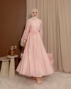 Sıra Düğmeli Pembe Elbise