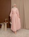 Sıra Düğmeli Pembe Elbise
