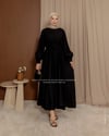 Sıra Düğmeli Siyah Elbise