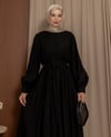 Sıra Düğmeli Siyah Elbise