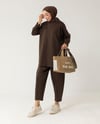 Sweat Pantolon Kahve Basic Takım