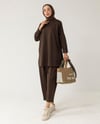 Sweat Pantolon Kahve Basic Takım