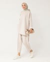 Sweat Pantolon Krem Basic Takım