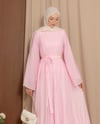 Taş İşlemeli Pembe Elbise