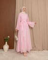 Taş İşlemeli Pembe Elbise
