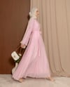Taş İşlemeli Pembe Elbise