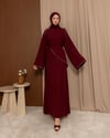 Taş Süslemeli Bordo Elbise