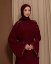 Taş Süslemeli Bordo Elbise