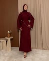Taş Süslemeli Bordo Elbise