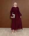 Taş Süslemeli Bordo Elbise