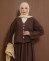 V Yaka Tunikli Kahve Takım