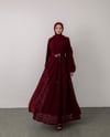 Vraca Dantel Kumaş Bordo Elbise