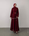 Vraca Dantel Kumaş Bordo Elbise