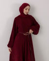 Vraca Dantel Kumaş Bordo Elbise