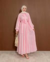Yaka Bağcıklı Pembe Elbise