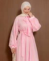 Yaka Bağcıklı Pembe Elbise