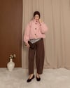 Yaka Detaylı Pembe Bumber Ceket